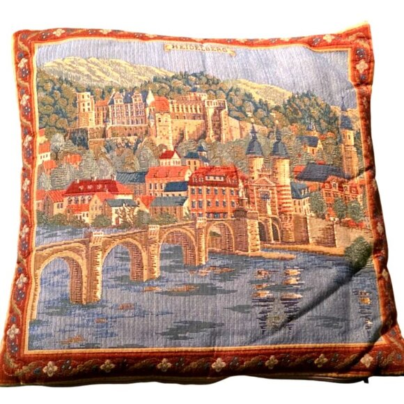 Tapestry Pillow Heidelberg Scenic Cover With Zipper Closure 17x16 Inches Decorat - Picture 2 of 8